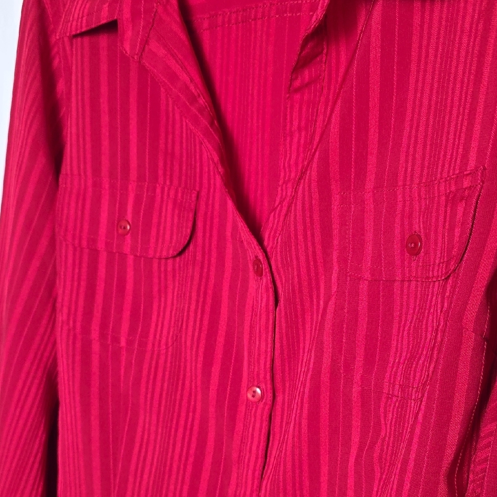 Apparenza Women's 2X Scarlet Stretch Blouse Button Down 3/4 Sleeves T18 - Picture 5 of 7